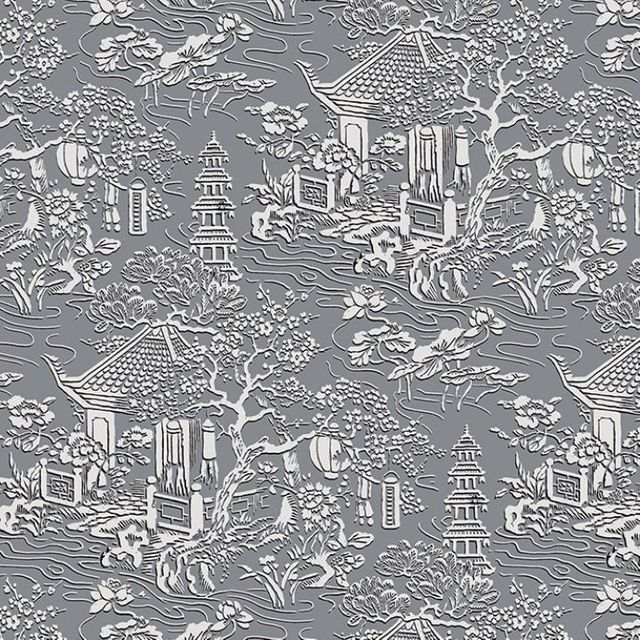 Arley House V&A Classic Collection V&A Pagoda Slate Grey Upholstery Fabric