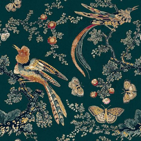 V&A Paradise Teal Upholstery Fabric