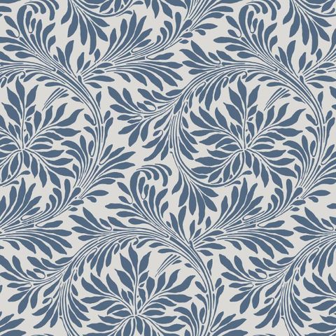 V&A Rolling Leaves French Blue Upholstery Fabric