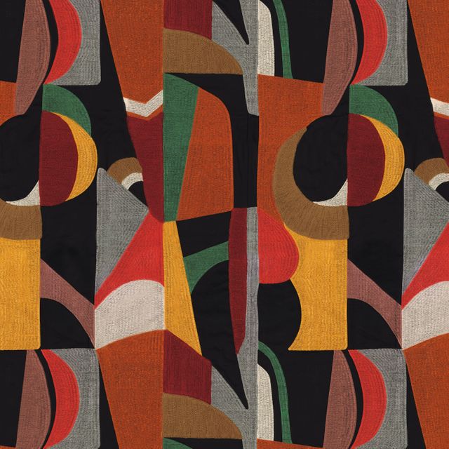 Casamance Arty Fascination Bordeaux/Tangerine
