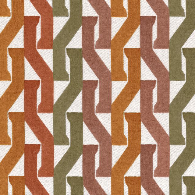 Casamance Porte Des Lilas Monogramme Orange Brulee/Olive