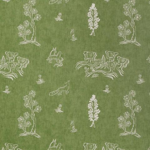 Friendly Folk Basil Green Upholstery Fabric