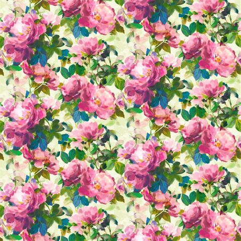 Thelmas Garden Fuchsia Upholstery Fabric