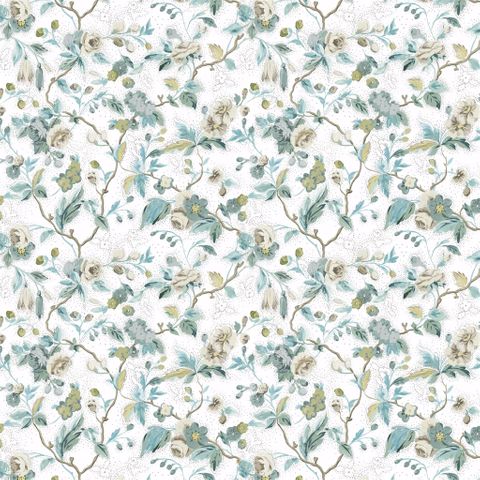 English Heritage Heritage Prints Craven Street Flower Duck Egg Bed Base Valance