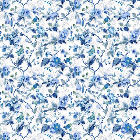 Craven Street Flower Woad Upholstery Fabric