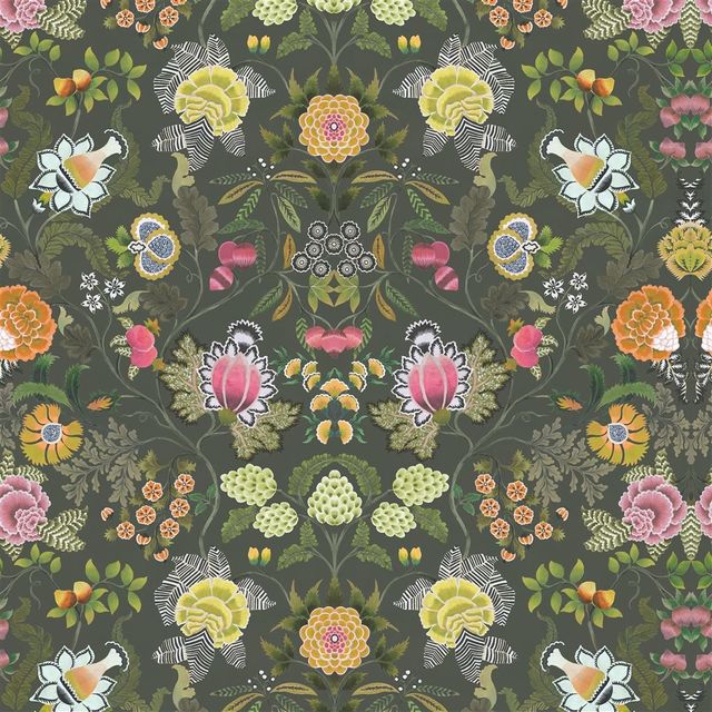 Designers Guild Fleurs D'Artistes Fabrics Brocart Decoratif Velours Olive