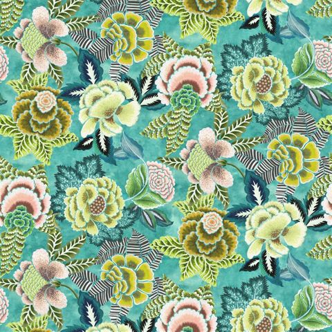 Rose De Damas Jade Upholstery Fabric