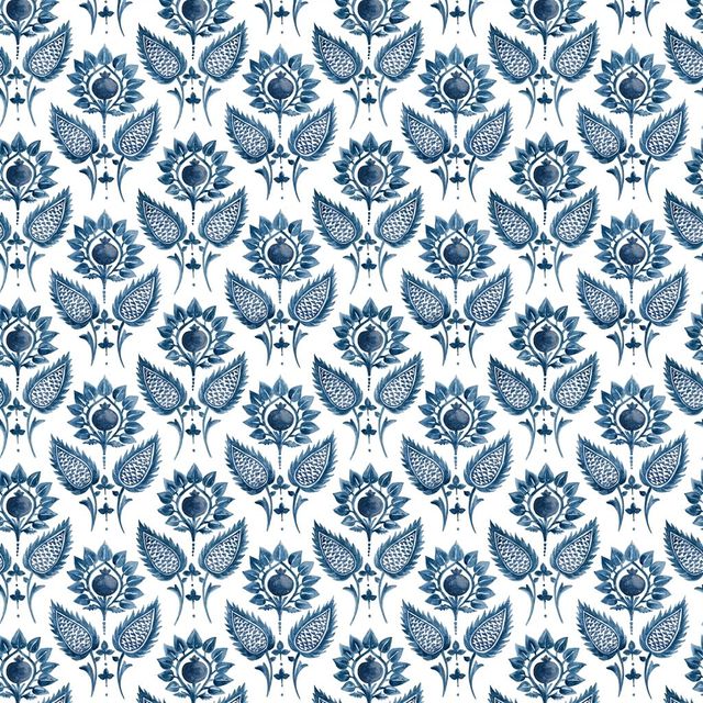 William Yeoward Khotan Fabrics Medici Flower Indigo