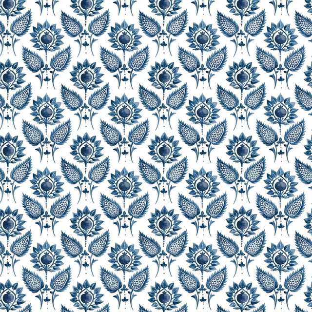 William Yeoward Khotan Fabrics Medici Flower Indigo