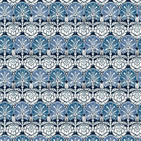 Ottoman Damask Indigo Upholstery Fabric