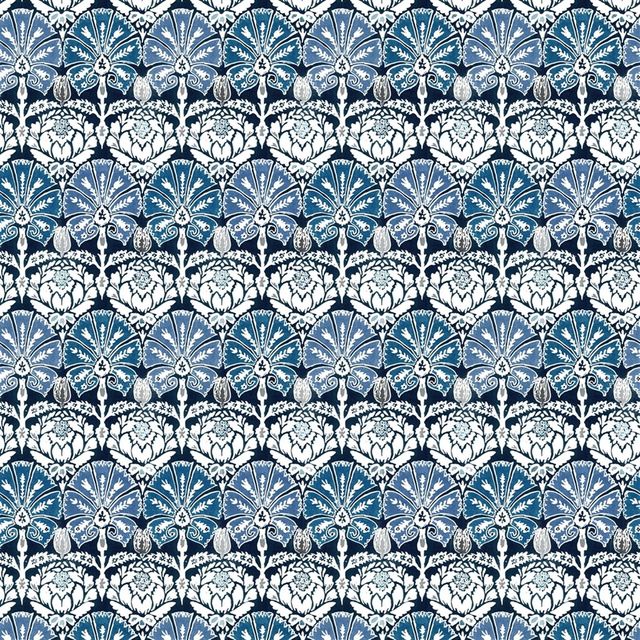 William Yeoward Khotan Fabrics Ottoman Damask Indigo