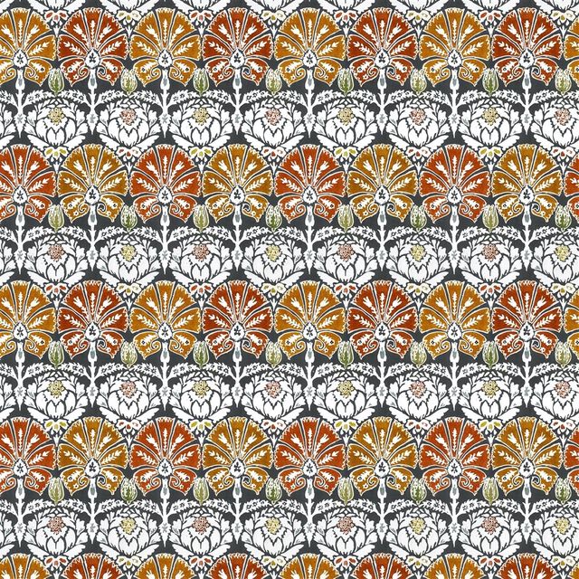 William Yeoward Khotan Fabrics Ottoman Damask Spice