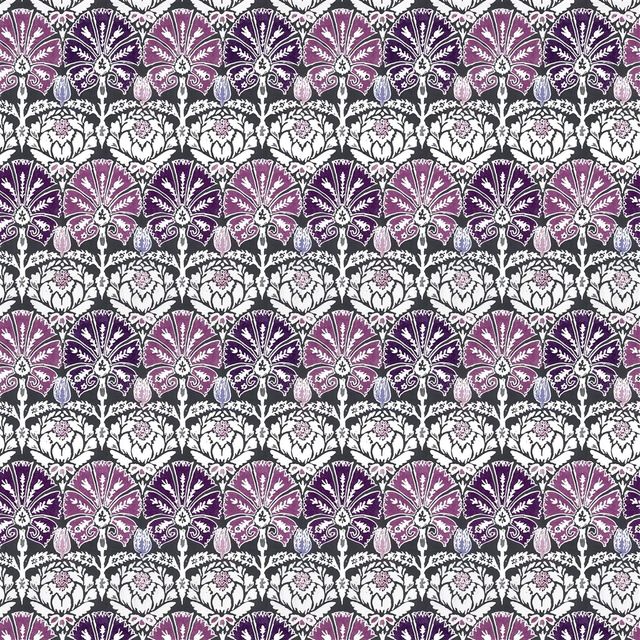 William Yeoward Khotan Fabrics Ottoman Damask Aubergine