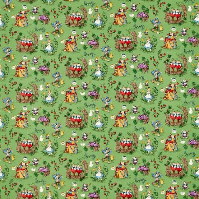 Sanderson Disney Home Alice in Wonderland Gumball Green Upholstery Fabric