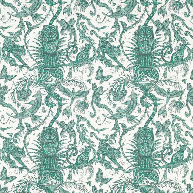 Clarke and Clarke Mythica Fabrics Bosque Dreams Jacquard Seafoam