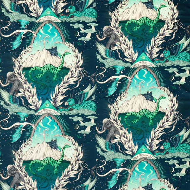 Clarke and Clarke Mythica Fabrics Highlandia Velvet Marine