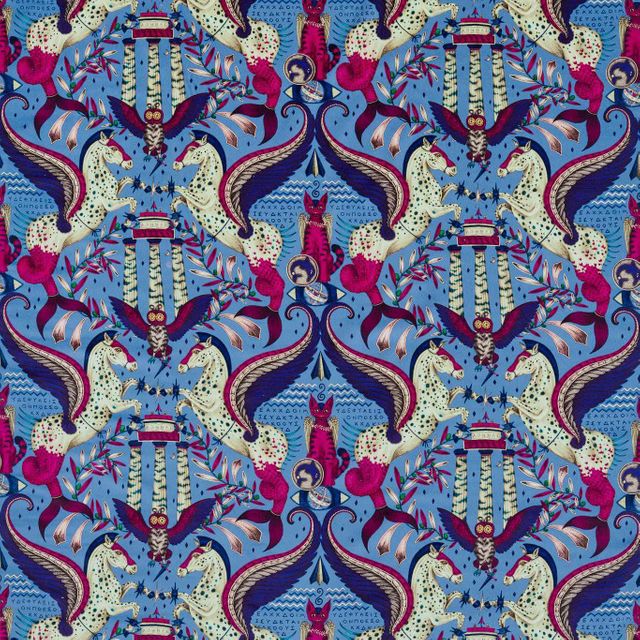 Clarke and Clarke Mythica Fabrics Odyssey Mythos Velvet Periwinkle