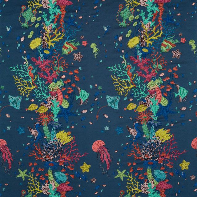 Clarke and Clarke Mythica Fabrics Seaforest Jacquard Navy