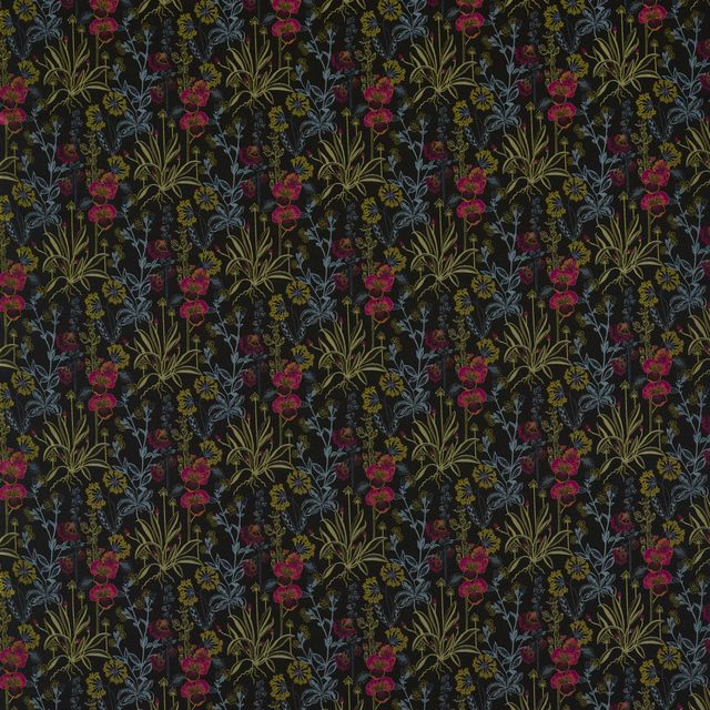 Clarke and Clarke Ferndene Fabric Elmsdale Noir