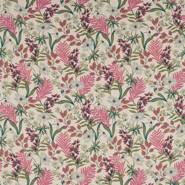 Clarke and Clarke Ferndene Fabric Hazelbury Coral