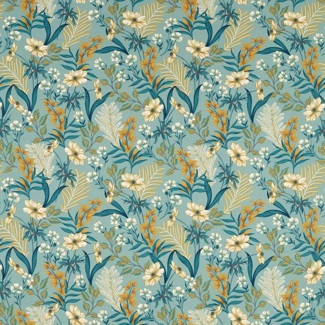 Clarke and Clarke Ferndene Fabric Hazelbury Mineral