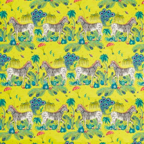 Clarke and Clarke Emma J Shipley Wild Escape Indoor Outdoor Fabric Lost World Indoor Outdoor Lime Pelmet