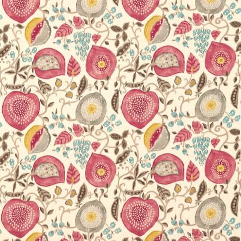 Curios Fabric Peas & Pods Cherry/Linen