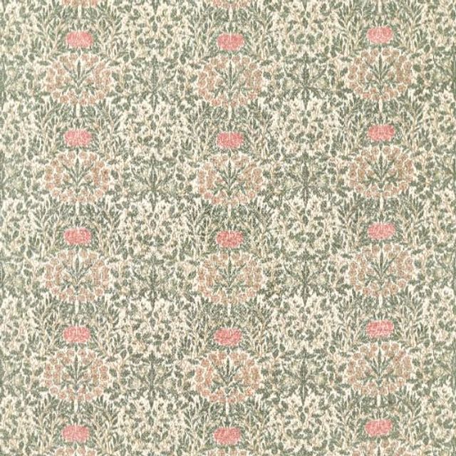 William Morris The Unfinished Works Handcrafted Daisy & Oak Warp Print Forest/Rose
