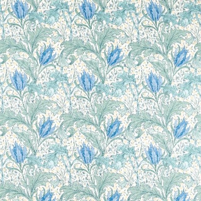 William Morris The Unfinished Works Fabrics Lent Lily Cornflower Blue
