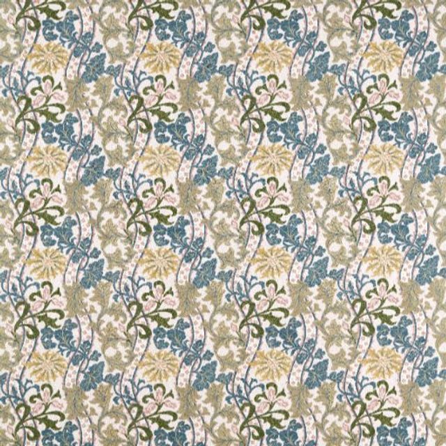 William Morris The Unfinished Works Fabrics Cornflower Embroidery Lemon/Nettle
