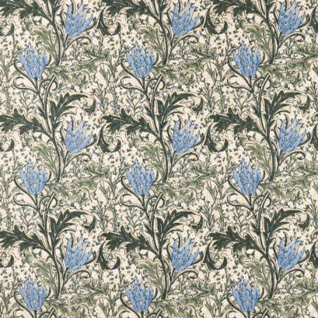 William Morris The Unfinished Works Fabrics Lent Lily Embroidery Forest/Cornflower Blue
