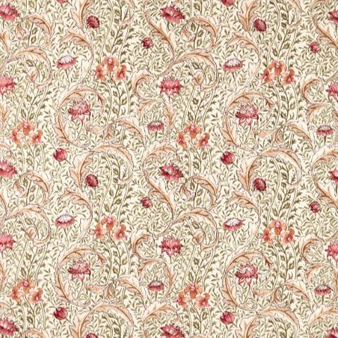William Morris The Unfinished Works Fabrics Wild Tulip & Vine Embroidery Rose/Bayleaf Bed Runner