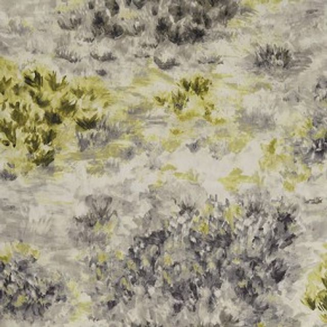 Clarke and Clarke Avalon Fiore Charcoal/Chartreuse