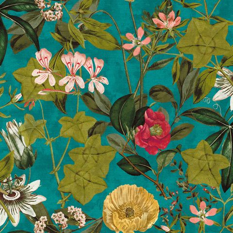 Passiflora Kingfisher Voile Fabric