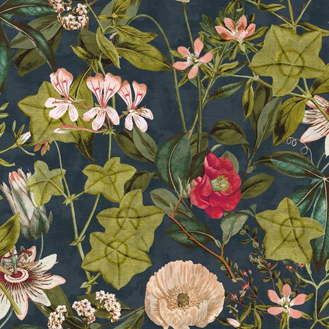 Passiflora Midnight/Spice Voile Fabric