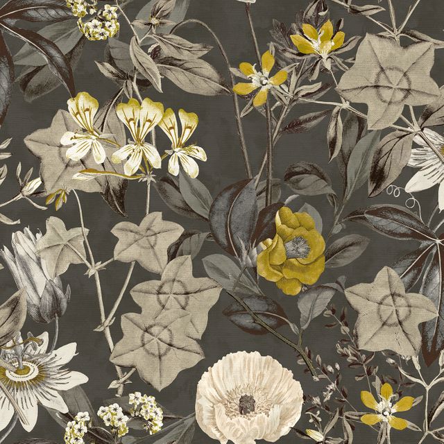 Clarke and Clarke Martello Passiflora Charcoal