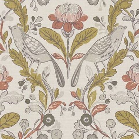 Orchard Birds Ochre Upholstery Fabric