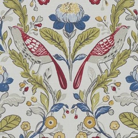 Orchard Birds Rouge Upholstery Fabric