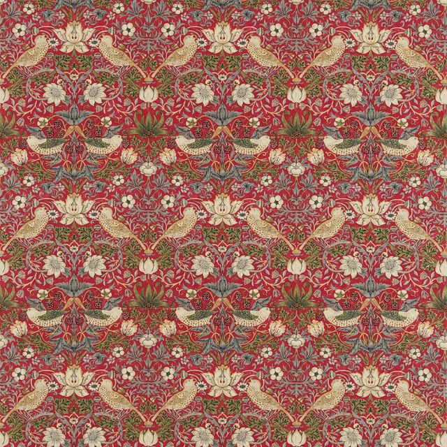 William Morris Archive Prints Strawberry Thief Crimson/Slate WM