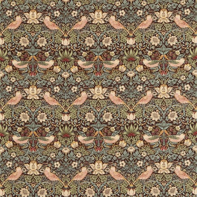 William Morris Archive Prints Strawberry Thief Chocolate/Slate WM