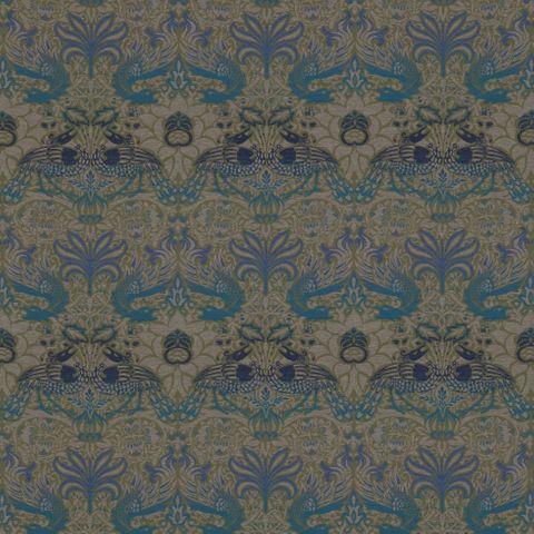 Peacock & Dragon Moss/Prussian Blue Upholstery Fabric