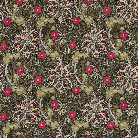 Morris Seaweed Ebony/Poppy Upholstery Fabric