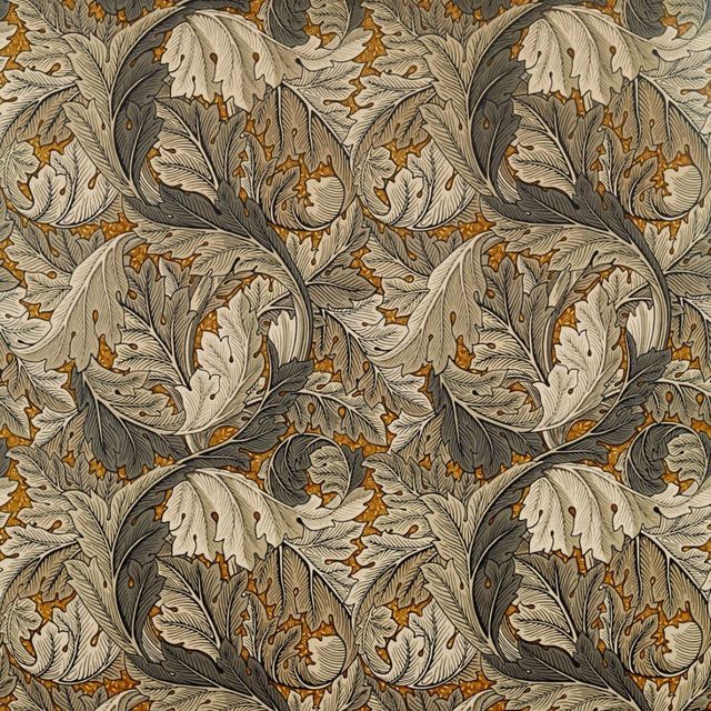 William Morris Morris Archive IV The Collector Fabrics Acanthus Mustard/Grey