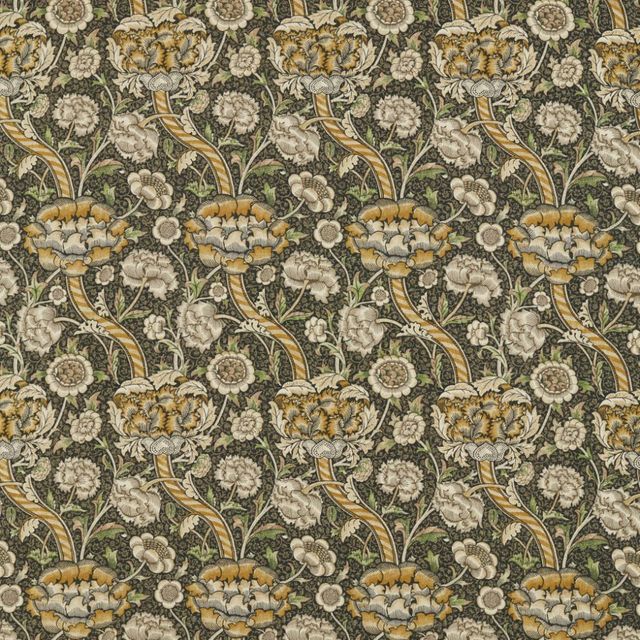William Morris Morris Archive IV The Collector Fabrics Wandle Charcoal/Mustard