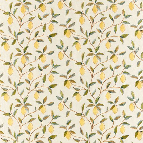 Lemon Tree Embroidery Bayleaf/Lemon Upholstery Fabric