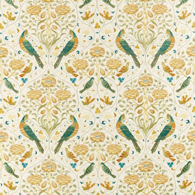 William Morris Morris Archive V Melsetter Fabrics Seasons By May Embroidery Sea Glass/ Brick