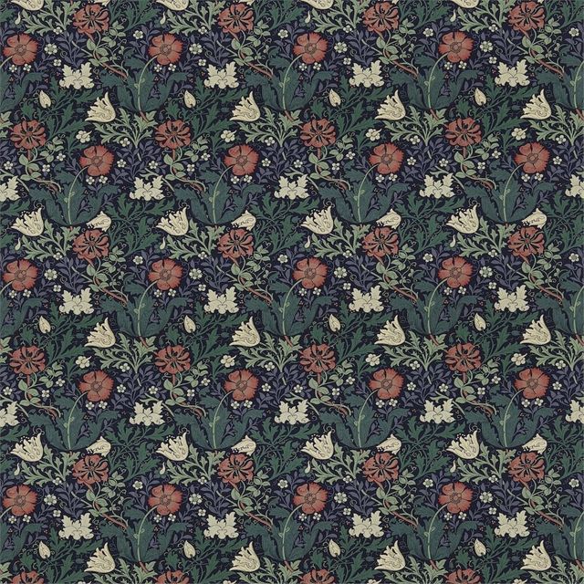 William Morris Morris Fabric Compendium I, II & III Compton Indigo/Green