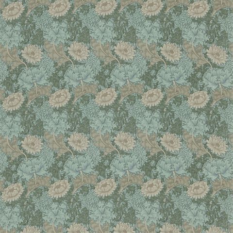 Chrysanthemum Green/Biscuit Upholstery Fabric