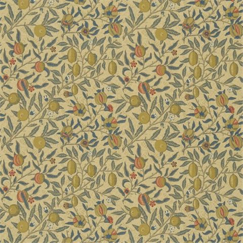 Fruit Mustard/Blue Morris Upholstery Fabric