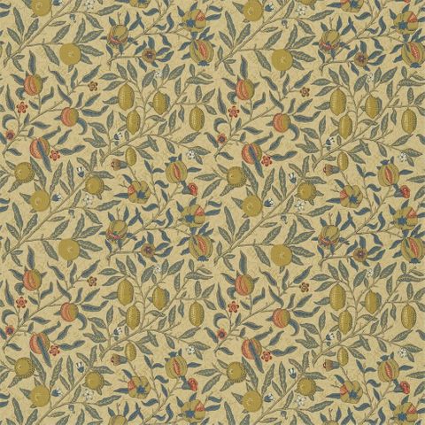 Fruit Mustard/Blue Upholstery Fabric